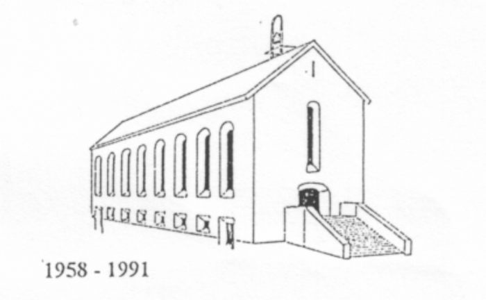 Stregtegning af den færdige kirke (dog uden tårnet)